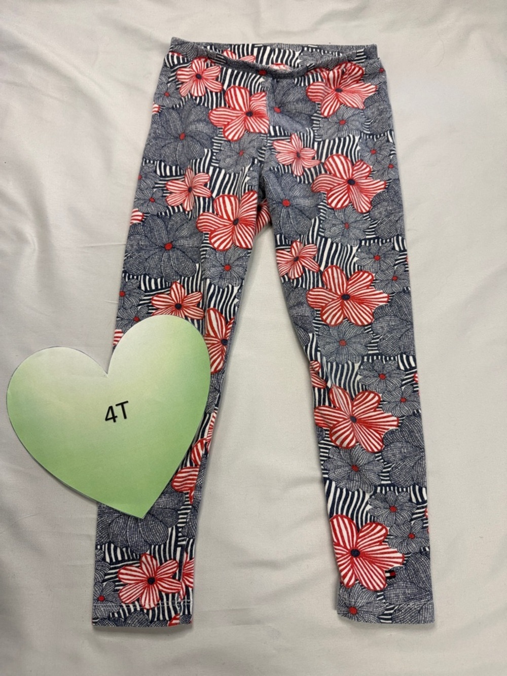 Tommy Hilfiger Girls Floral Print Leggings - Navy and Red